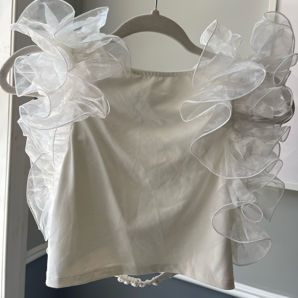 Free people white ruffle top | medium